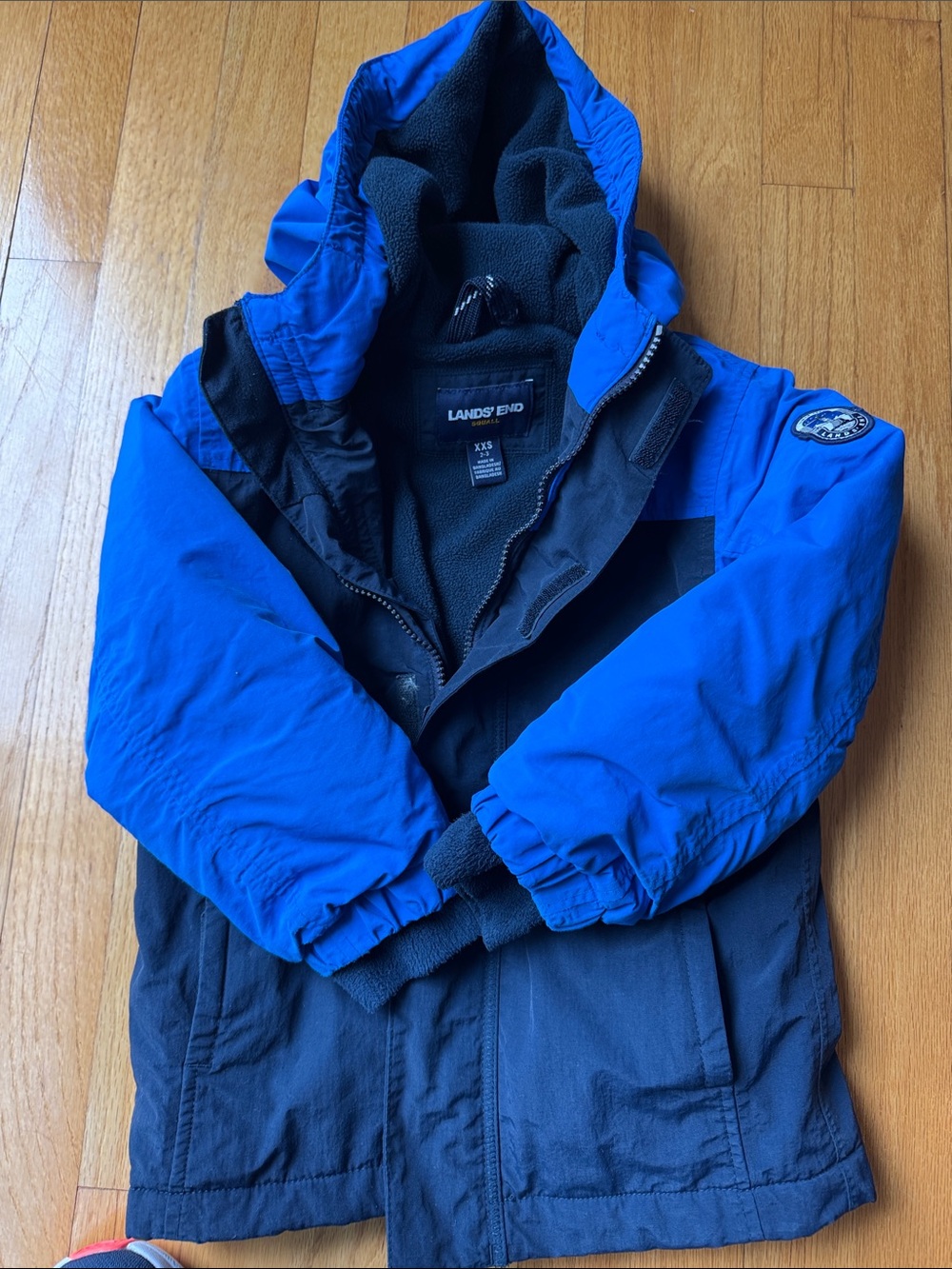 Lands' End Royal Blue and Navy Kids' Hooded Winter Coat